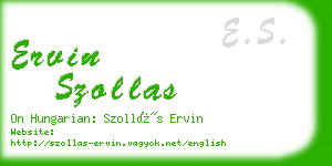 ervin szollas business card